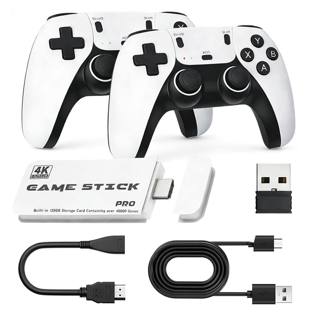 2026 Upgraded M15 Retro Game Stick Pro, 128GB Retro Gaming Console, Plug & Play HDMI Game Stick for TV PC, Supports Multiple Open-Source Emulator Platforms, Dual 2.4G Wireless Controllers