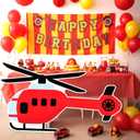 Briwooody 3ft Firetruck Birthday Party Decoration Fire Truck Themed Cardboard Cutout Standup Photo Props Party Back Drops for Birthday Baby Shower Anniversary Supplies(Fire Rescue Helicopter)