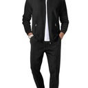 Riskrole Men's Waffle Tracksuit 2 Pieces Set Casual Long Sleeve Zip Up Sweatsuits Solid Athletic Jogging Suit Sets Size S