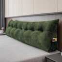 Large Bolster Triangular Headboard Wedge Backrest Positioning Support Bed Rest Reading Pillows Headboard Wedge Pillows for Day Bed with Removable Cover (King (76x8x20 Inches), Green)