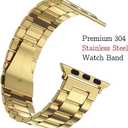 Compatible with Apple Watch Band and Case, Stainless Steel Metal Chain with TPU Cover, Smart-Watch Link Bracelet Strap, Wrist-Band for i-Watch Series 9 8 7 6 5 4 3 2 1 SE, 41mm 40mm 38mm, Gold