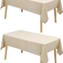 Hiasan 2 Pack Faux Linen Rectangle Tablecloth - Wrinkle and Stain Resistant Washable Table Cloth for Kitchen Dining Room Holiday Table Cover for Party Dinner, Beige, 54 x 80 Inch