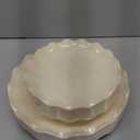 LIYH 24 Pcs Plastic Plates Reusable, Unbreakable Dinner Plates, Scalloped Plastic Plates, Dishwasher Safe, Ivory Plate Sets Perfect for Parties, Birthday, Picnics, BPA Free (12Guests)