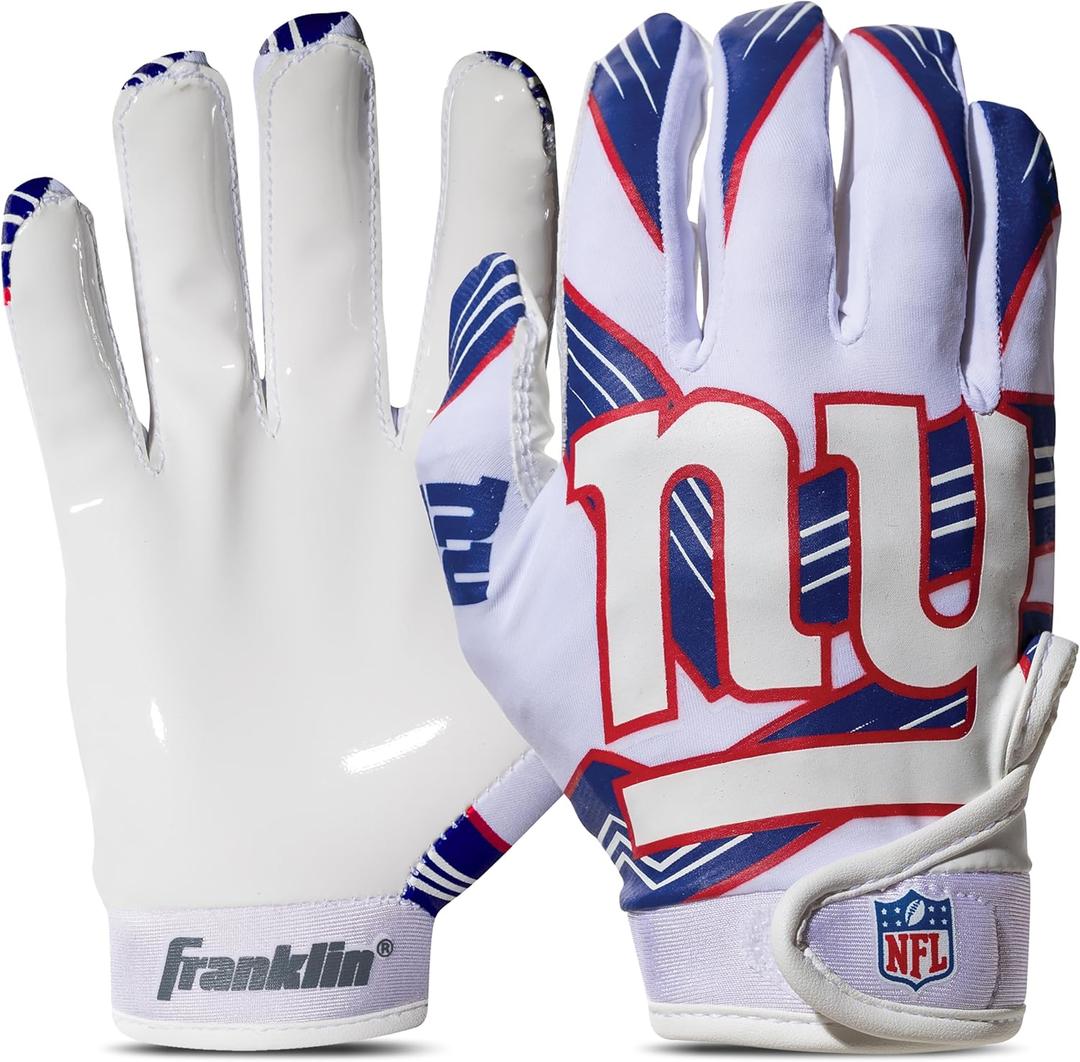 Franklin Sports Youth NFL Football Receiver Gloves - Kids Football Gloves Pair - NFL Team Logos and Silicone Palm (Youth Medium/Large)