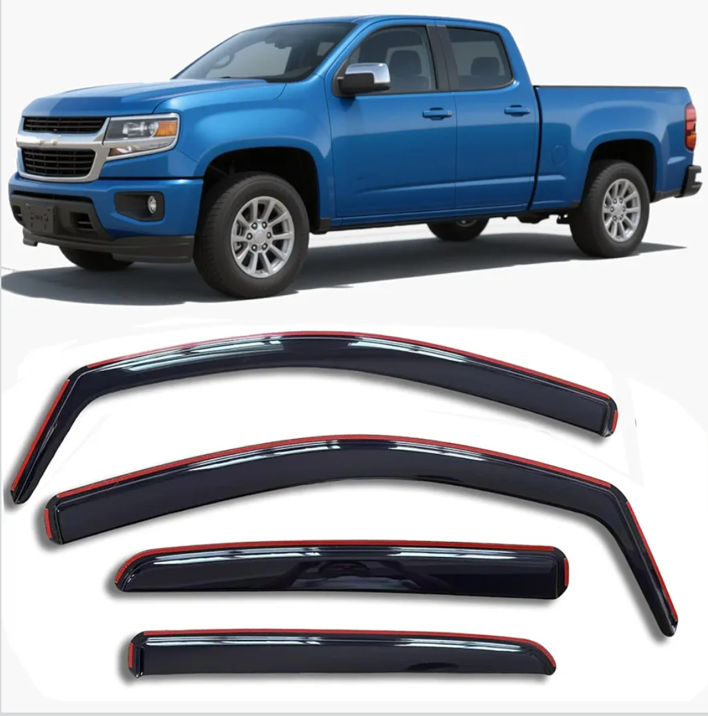in-Channel Window Visors Rain Guards Compatible with Chevrolet (Chevy) Colorado/GMC Canyon 2015-2022 Crew Cab Wind Deflectors Vent Visor Sun Shades Window Shields