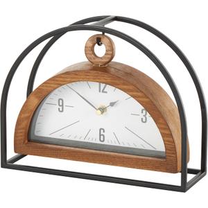 Deco 79 Metal Suspended Clock with Black Frame, 10" x 3" x 8", Brown