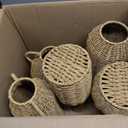 5 Set Faux Rattan Vases, Wicker Flower Vase Set for Farmhouse Decor