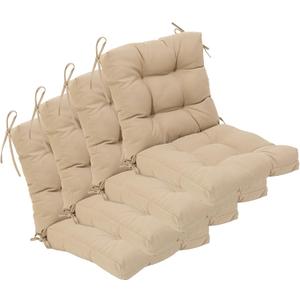 QILLOWAY Outdoor Seat/Back Chair Cushion Tufted Pillow, Spring/Summer Seasonal Replacement Cushions - Pack of 4 (Beige/Sand/Camel