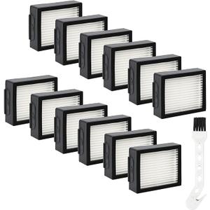 HEPA Filters Replacement for iRobot Roomba E I & J Series i7 i7+/plus i3 i3+ E5 E6 E7 i4 i4+ i5 i5+ i6 i6+ i8 i8+ Vacuum Cleaner, 12 Pack High Efficiency Filters + 1 Cleaning Brush