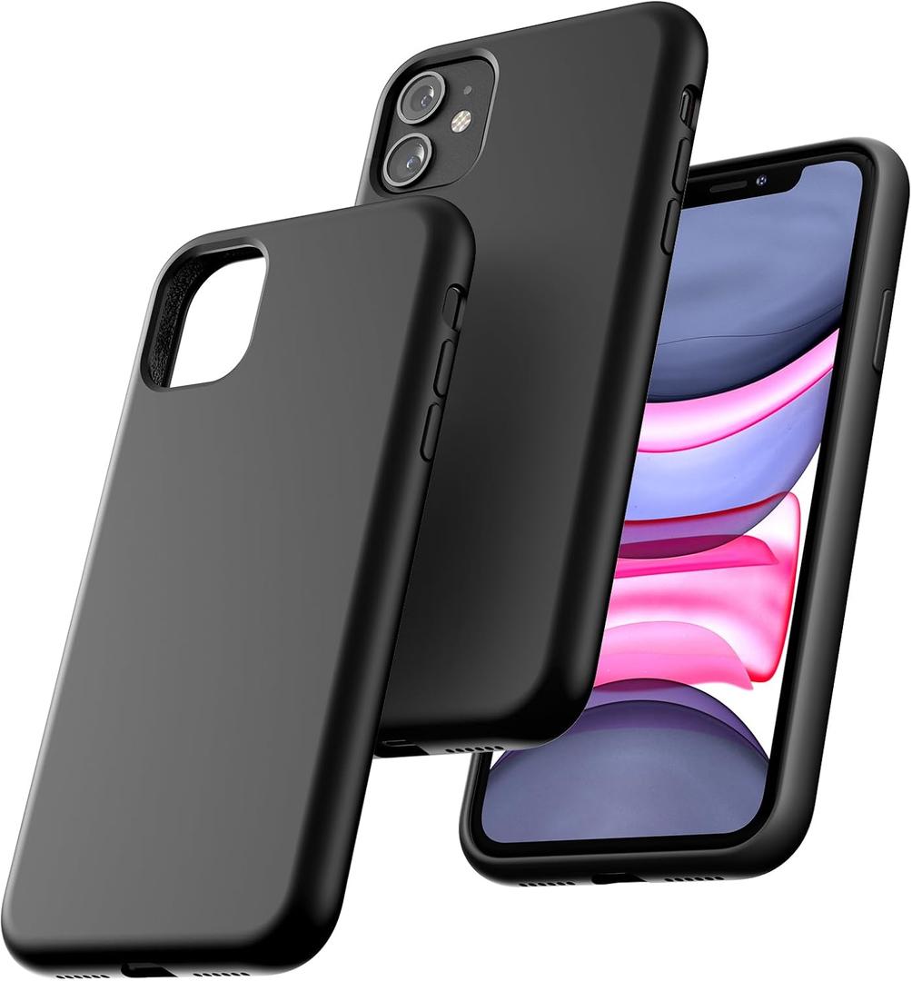 TOCOL for iPhone 11 Case, Slim Silicone Case for iPhone 11 6.1 Inch, Precise Fit, Anti-Slip, Drop Protection, Black