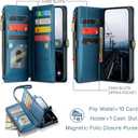 Defencase for Galaxy S25 Edge Case Wallet with RFID Blocking Card Holder for Women Men, Elegant PU Leather Magnetic Snap Flip Strap Zipper Phone Wallet Case for Samsung Galaxy S25 Edge 6.6", Dark Blue