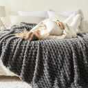 NEWCOSPLAY Super Soft Throw Blanket Grey Premium Silky Flannel Fleece 3D Clouds Stylish Jacquard Lightweight Bed Blanket All Season Use 350GSM (Grey, Throw(50"x60"))