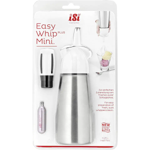 iSi Mini 013455 Whipped Cream Maker, White, Stainless Steel, 1/2 Pint, White
