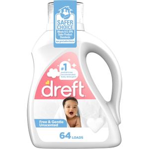 Dreft Liquid Laundry Detergent for Family, Unscented Laundry Detergent, 84 fl oz, 64 Loads