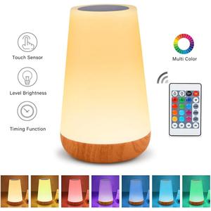 Table Lamp Touch Night Light - Portable Sensor Remote Control Bedside Lamps with Quick Rechargeable USB Dimmable Warm White Light 13 Colors RGB Table Lamp for Bedroom Living Room Office Hallways