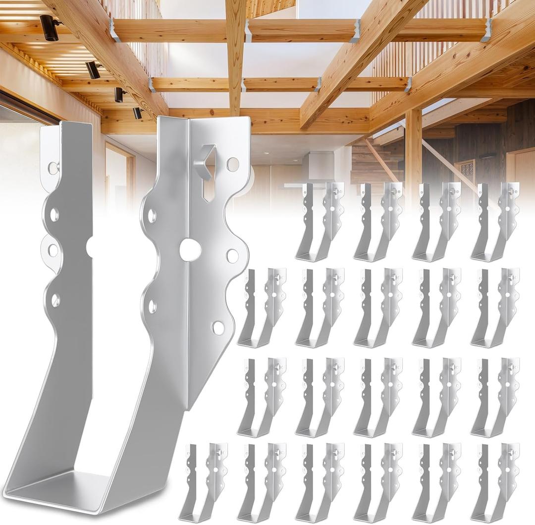 25 Pcs 2x6 Joist Hangers,20 Gauge Metal Face Mount Joist Hangers, Lu26 Joist Hanger Galvanized, Hurricane Ties for Rafter, Rafter Brackets 2x6 for Deck,Floor,Roof Overhang and Ceiling Joist