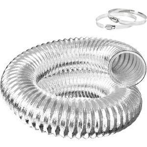 Flexible 4-Inch Aluminum Ducting, Dryer Vent Hose, Heavy-Duty Three-Layer Protection, 25-Feet Long for Heating Cooling Ventilation & Exhaust, Silver