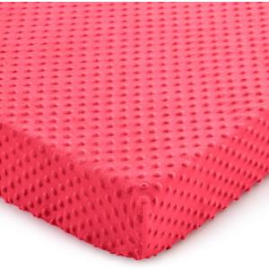 Entisn Baby Crib Sheets, 28 x 52 Inch Minky Dot Fitted Crib Mattress Sheet for Girls, Soft and Warm Fleece Nursery Bedding for Standard Toddler Bed Mattresses (Light Red)