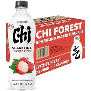 CHI FOREST Flavored Sparkling Water Beverage, Lychee Flavor, Zero Sugar, 16.2 fl oz Bottles (pack of 15), BBD 06/05/202