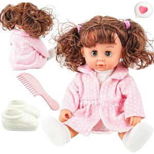 SMILESSKIDDO Baby Doll, 12 inch Interactive Talking Baby Dolls with Hair, 12 Sounds and Accessories, Pretend Play Preschool Babies Toys Gift for Girls 2 3 4 5 6+ Years Old
