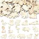 UR URLIFEHALL 100 Pcs Unfinished Wooden Animal Cutouts Cute Blank Wood Slices for Home Garden Decor DIY Paint Crafts Embellishments