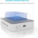 MSTJRY Charging Station for Multiple Devices : 5 Port Multi USB-A Charger Stations Multi-Device Organizer Charging Dock Designed for iPhone iPad Cell Phone Tablets (7 Short Cables Included) (White)