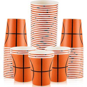 Cunhill 36 Pcs 9 oz Basketball Party Paper Cups Party Supplies Disposable Paper Drinking Cups for Birthday Decorations Sport Picnics