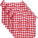 Geetery 4 Pack Chair Cushions for Dining Chairs, 16" x 15" Red and White Kitchen Chair Cushions with Ties Buffalo Plaid Soft Comfy Seat Pads for Home Office Living Room Outdoor Indoor