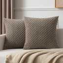 Kevin Textile Pack of 2 Corduroy Decorative Throw Pillow Covers 18x18 Inch Soft Boho Striped Pillow Covers Modern Farmhouse Home Decor for Spring Sofa Living Room Couch Bed Light Brown