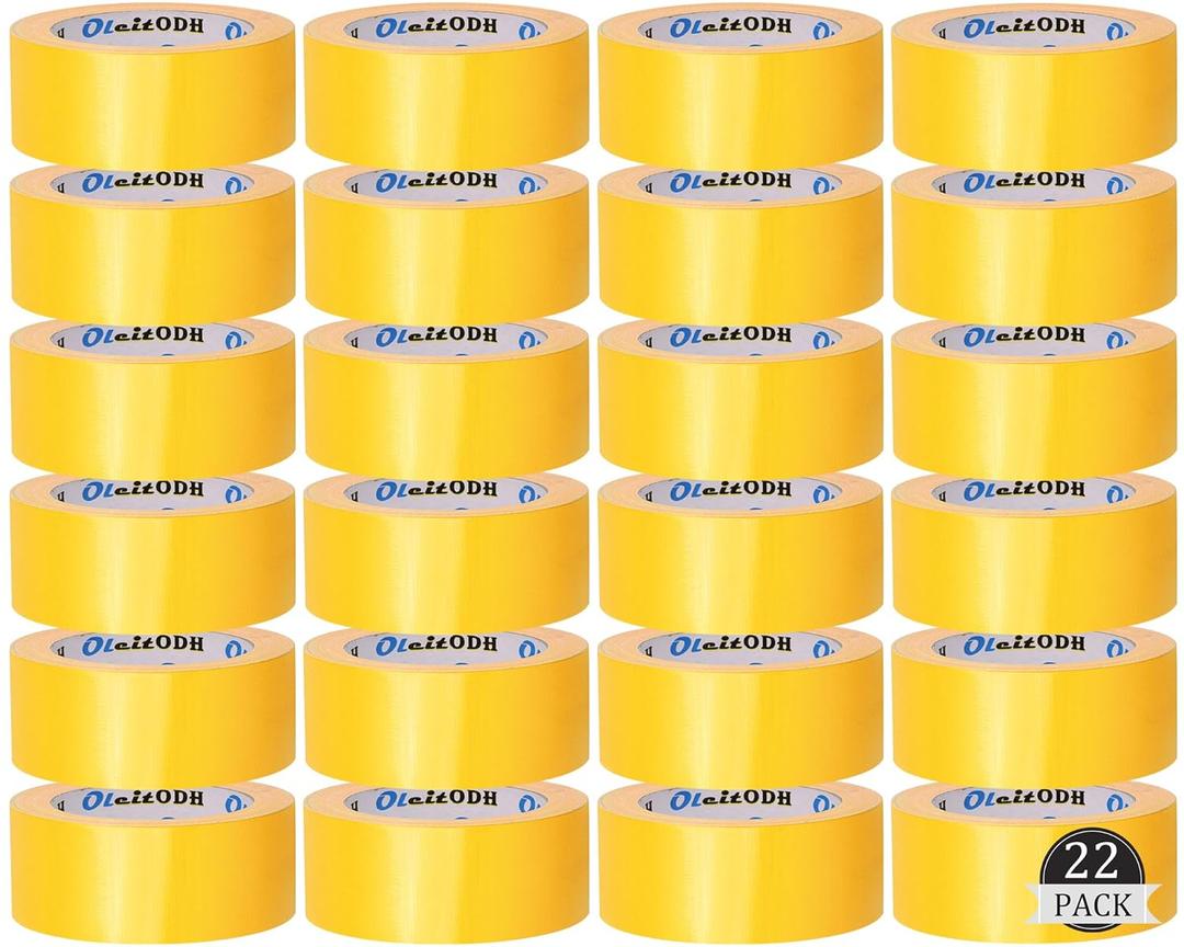 22 Pack Yellow Duct Tape Heavy Duty,8.3 Mil Thickness,2 Inches x 30 Yards,Strong Industrial Strength,Flexible,No Residue,Waterproof and Tear by Hand,Multi-Use for Indoor & Outdoor Repairs