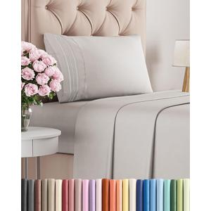 Twin Size 3 Piece Sheet Set - Comfy Breathable & Cooling Bed Sheets Set - Hotel Luxury Bedding for Women, Men, Kids, Teens, Boys & Girls - Deep Pockets, Soft and Wrinkle Free - Oeko-Tex - French Grey