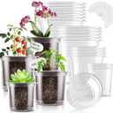 SupKing 20 Pack Clear Nursery Pots 6/5/4/3.5 Inch Plastic Seed Starter Large Small Plant Flower Pot with Drainage Holes for repotting Transplanting Succulents Cuttings Seedlings 15 Labels