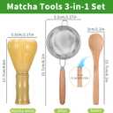 Matcha Whisk Tools Set, PP Resin Matcha Stirrer Green Tea Powder Preparation Prepare Japanese Tea, Includes 1 Whisk & 1 Sifter & 1 Spoon (Yellow)