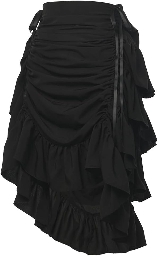 GRACEART Women's Victorian Steampunk Skirt Pirate Costume Burlesque (Black, L)