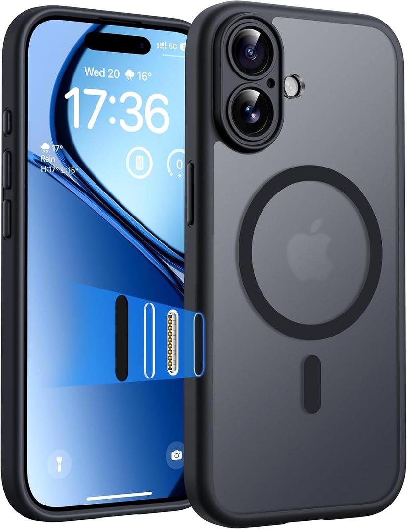 TOCOL for iPhone 17 Case with Camera Control Capture Button, Compatible with Magsafe Charger, Built-in Magnetic Ring, Translucent Matte Phone Case for iPhone 17 6.3 inch (Key Black)