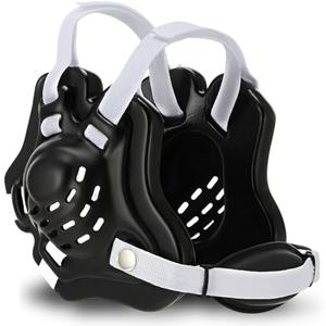Halloscume 1 Pcs Wrestling Headgear Youth Kids Black White Head Gear with MMA Cup Earguard for Men Youth Boxing MMA BJJ Jiu Jitsu