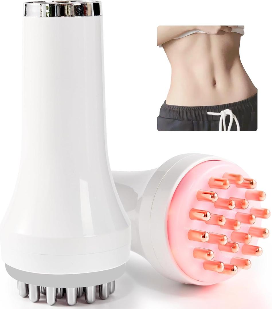 DiDEER Lymphatic Drainage Massager & Anti Cellulite Massage Tool, for Legs, Arms & Belly, Body,Helps Reduce Stretch Marks & Cellulite,with Microcurrent, Light Heat & Vibration (White)