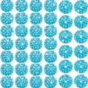 40 Pcs 20 mm Rhinestone Beads Bulk Crystal Round Disco Ball Chunky Bubblegum Beads for Pens Bracelets Charms Craft European Style Jewelry Making Supplies Christmas(Blue)