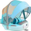Mambobaby Float with Canopy and Tail New Upgraded Non-Inflatable Baby Pool Float Mambo Float Swim Trainer Solid Infant Swim Float Adjustable Pearl Foam Baby Swim Ring