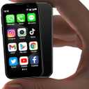 Mini Phone Unlocked World's Smallest 3.0" HD Touch Screen Mini Smartphone Android Compact Mobile Phone for Kids &Students Cell Phone wih Quad-Core Dual SIM Face lD2GB+16GB Black