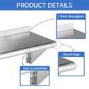 ROCKPOINT Stainless Steel Shelf 10 x 30 Inches 225lb, NSF Metal Commercial Shelves Wall Mount Floating Shelving with Backsplash for Restaurant, Kitchen, Home and Hotel, Silver