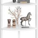 6 Tier Corner Shelf 63.1" Tall Corner Shelves Stand Ladder Shelf Metal Standing Bookshelf Organizer Display Rack Bookcase Plant Stand Industrial Rustic for Living Room Bedroom White CS-001W1