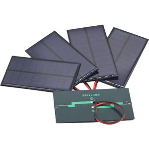 Micro Solar Panels with Wire, 5PCS 5V 200mA Photovoltaic Solar Cells Kit 110mmx60mm / 4.33''x 2.36''