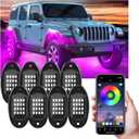 Ohleats Rock Lights for Car, Multi Color RGB LED Rock Lights Kit with APP Control & Music Mode, Waterproof Underglow Rock Neon Light for Pickup Truck SUV, Car Accessories (8 Pods)