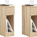 SoBuy Nightstand Narrow Night Stand Modern Design Bedside Furniture Slim End Table Storage Cabinet with Sliding Drawer and Open Compartment, Natural FBT111-NX2