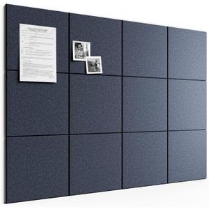 Bumusty Large Cork Board 48" x 36" Alternative - 12 Pack Felt Wall Tiles with 70 Safe Removable Adhesive Tabs, 30 Pushpins, Cork Boards for Walls Pin Board Bulletin Board Office Decor (Navy Blue)