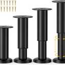 4 Pcs Metal Adjustable Furniture Legs 4.72-7.87 inch, Adjustable Cabinet Legs for Sofa/Bed/Chair/Couch/Dresser/Table,Heavy Duty Bed Replacement Support Legs for Bed Frame/Bed Center Slat (Black)