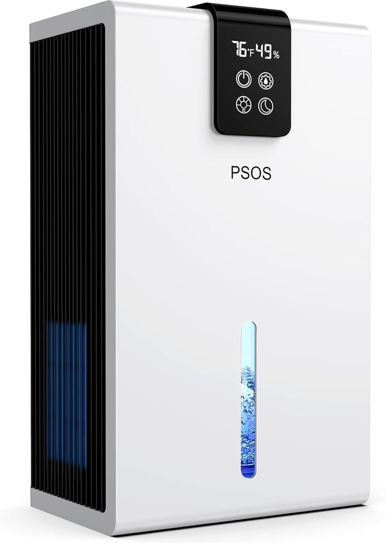 Dehumidifier, Dehumidifiers for Home, 98 OZ Water Tank (1000 sq.ft) Quiet dehumidifiers for Basement Bedroom Bathroom with Auto Shut Off, Humidity monitoring, 7 Colors LED Light(White)