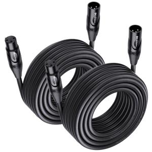 Cable Matters 2-Pack Premium Long XLR to XLR Cables - 35ft, Male to Female Microphone Cable, Oxygen-Free Copper (OFC) Mic Cord, Black
