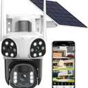 4K Solar Security Cameras Wireless Outdoor with Triple-Lens, 360°PTZ Camera for Home Security with Color Night Vision, PIR Motion Detection, Easy to Install, 2-Way Audio, Spotlight Siren, 2.4G WiFi